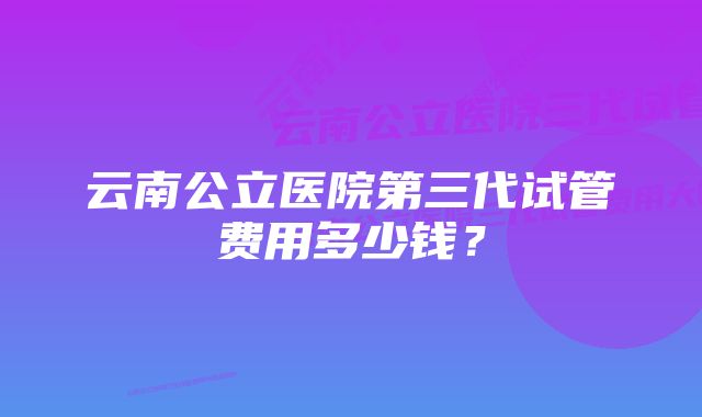 云南公立医院第三代试管费用多少钱？