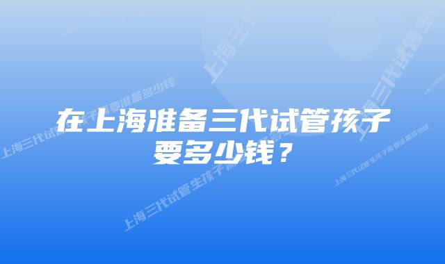 在上海准备三代试管孩子要多少钱？