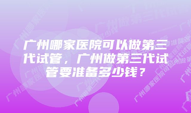 广州哪家医院可以做第三代试管，广州做第三代试管要准备多少钱？