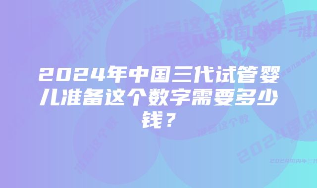 2024年中国三代试管婴儿准备这个数字需要多少钱？