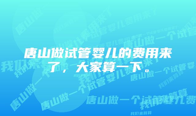 唐山做试管婴儿的费用来了，大家算一下。