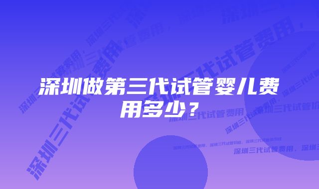 深圳做第三代试管婴儿费用多少？