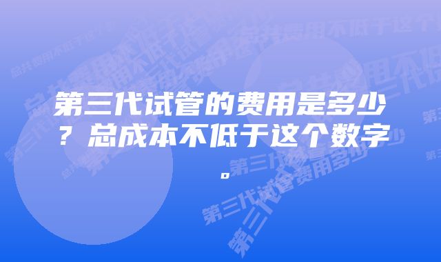 第三代试管的费用是多少？总成本不低于这个数字。