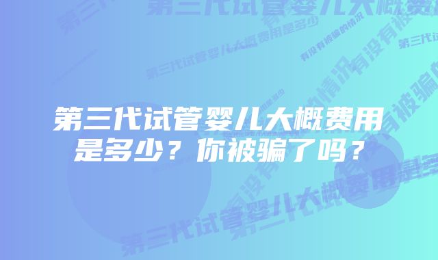 第三代试管婴儿大概费用是多少？你被骗了吗？