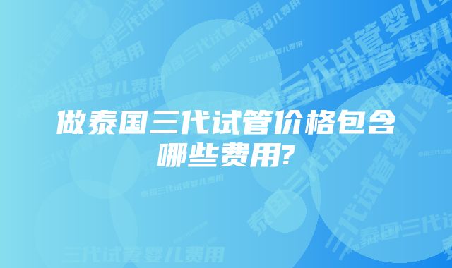 做泰国三代试管价格包含哪些费用?