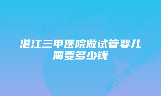 湛江三甲医院做试管婴儿需要多少钱