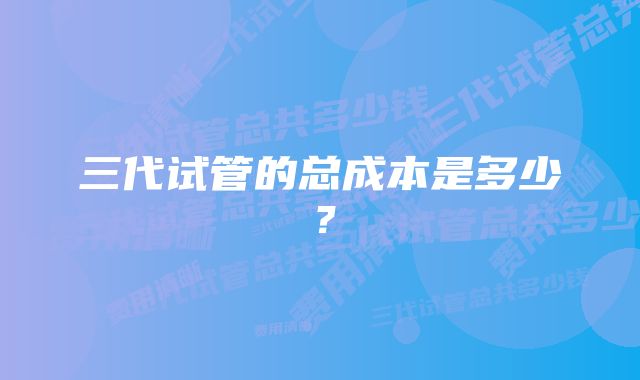 三代试管的总成本是多少？