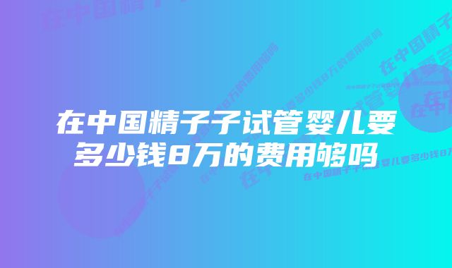 在中国精子子试管婴儿要多少钱8万的费用够吗