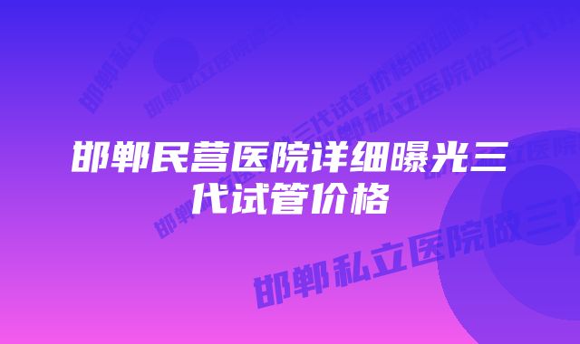 邯郸民营医院详细曝光三代试管价格