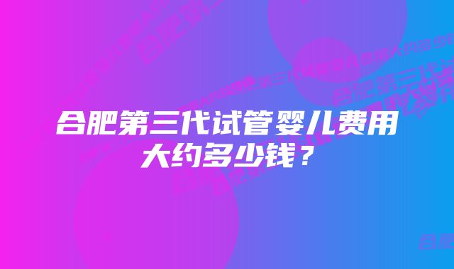 合肥第三代试管婴儿费用大约多少钱？