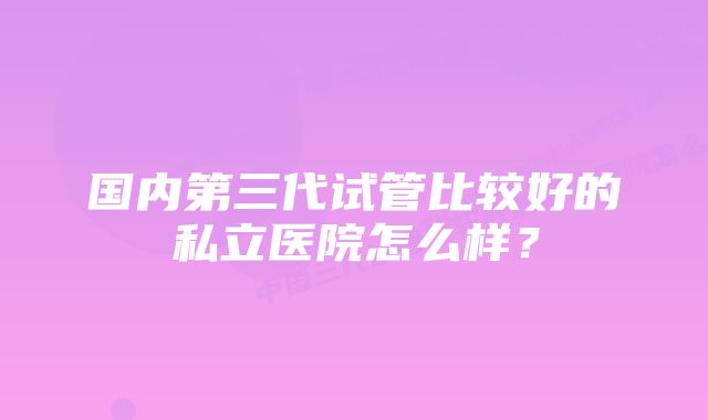 国内第三代试管比较好的私立医院怎么样？