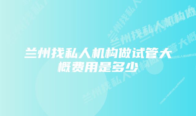 兰州找私人机构做试管大概费用是多少