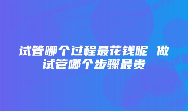 试管哪个过程最花钱呢 做试管哪个步骤最贵