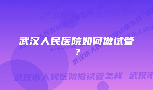 武汉人民医院如何做试管？