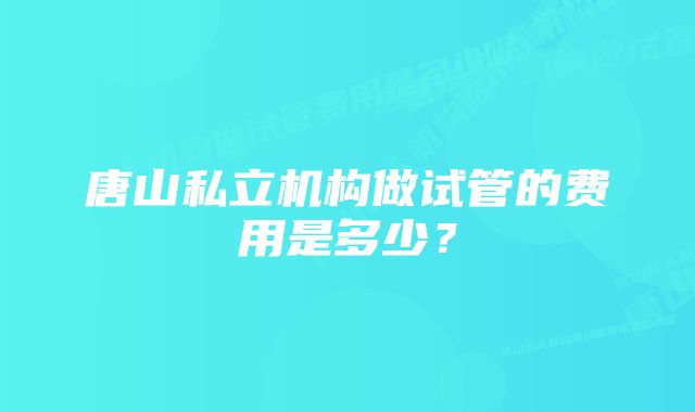 唐山私立机构做试管的费用是多少？