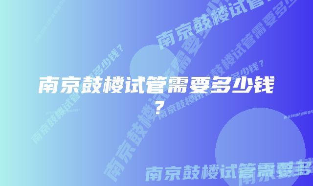 南京鼓楼试管需要多少钱？