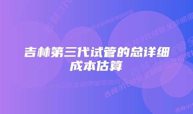 吉林第三代试管的总详细成本估算