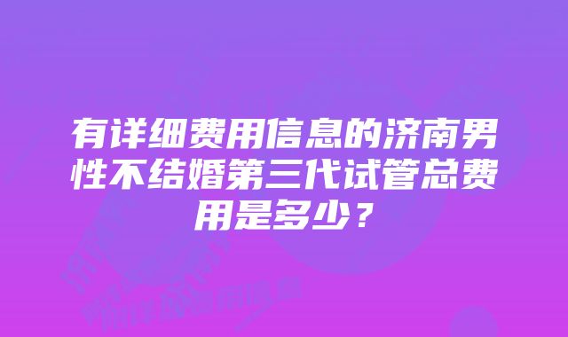 有详细费用信息的济南男性不结婚第三代试管总费用是多少？