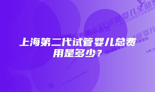 上海第二代试管婴儿总费用是多少？