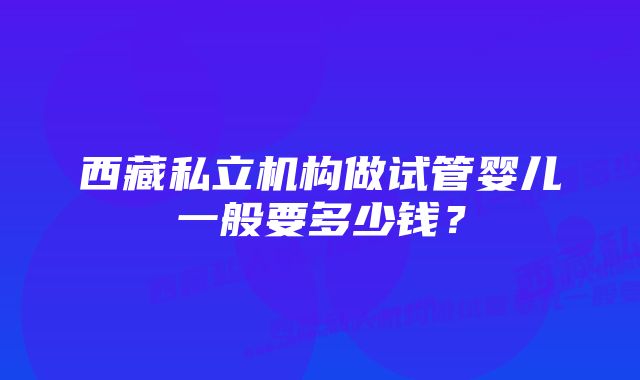 西藏私立机构做试管婴儿一般要多少钱？