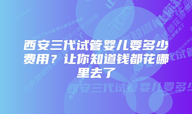 西安三代试管婴儿要多少费用？让你知道钱都花哪里去了