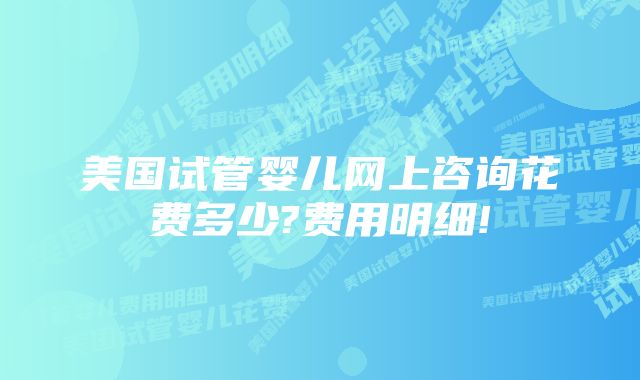 美国试管婴儿网上咨询花费多少?费用明细!