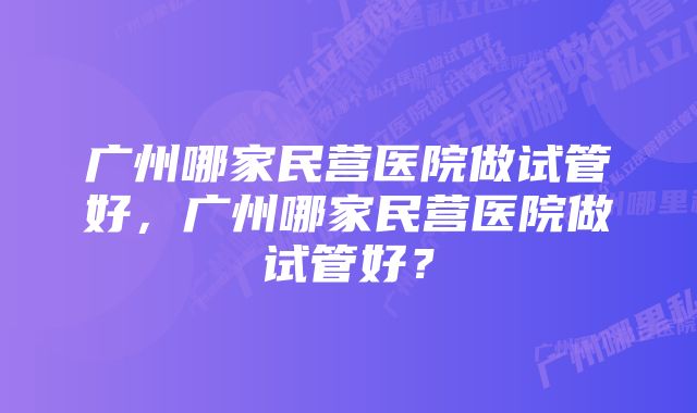 广州哪家民营医院做试管好，广州哪家民营医院做试管好？