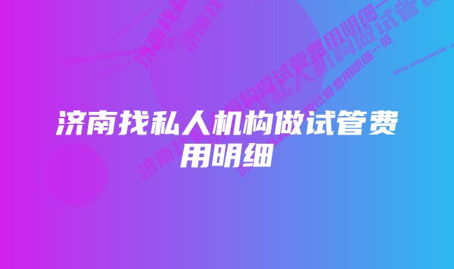 济南找私人机构做试管费用明细