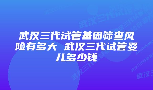 武汉三代试管基因筛查风险有多大 武汉三代试管婴儿多少钱