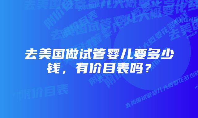 去美国做试管婴儿要多少钱，有价目表吗？