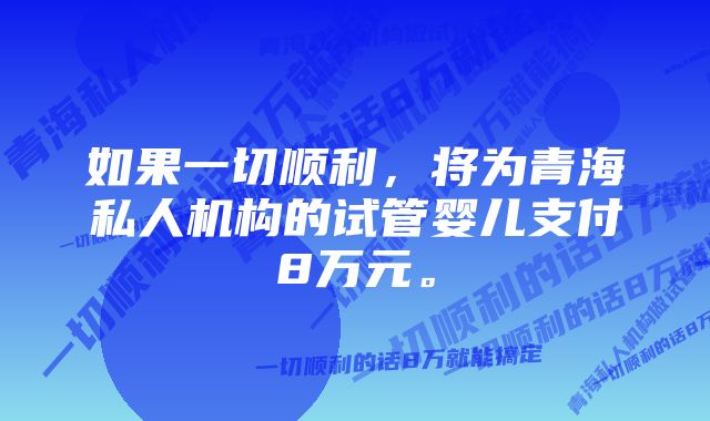 如果一切顺利，将为青海私人机构的试管婴儿支付8万元。