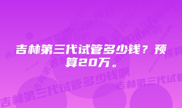 吉林第三代试管多少钱？预算20万。