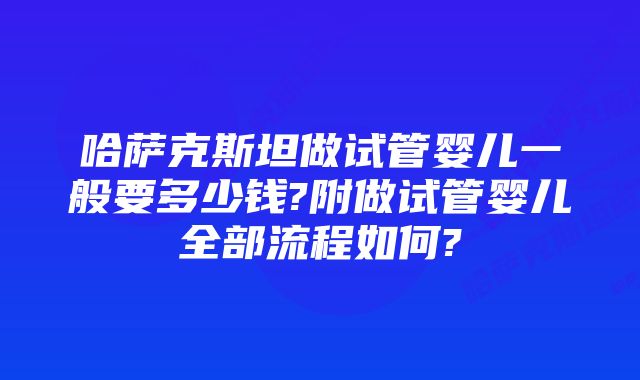 哈萨克斯坦做试管婴儿一般要多少钱?附做试管婴儿全部流程如何?