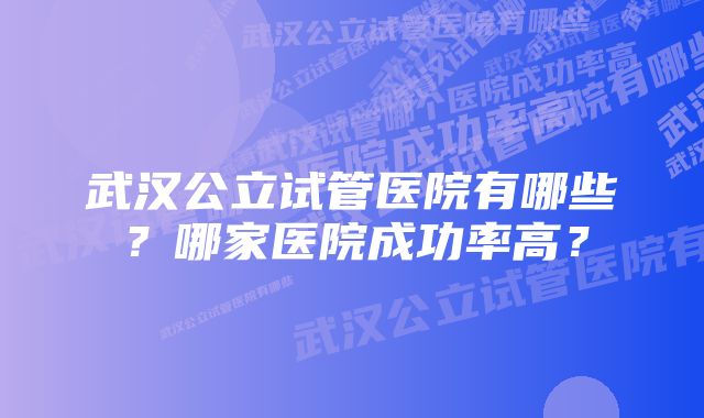 武汉公立试管医院有哪些？哪家医院成功率高？