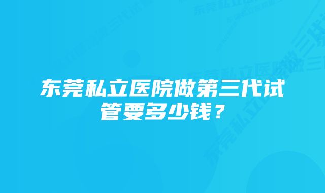 东莞私立医院做第三代试管要多少钱？