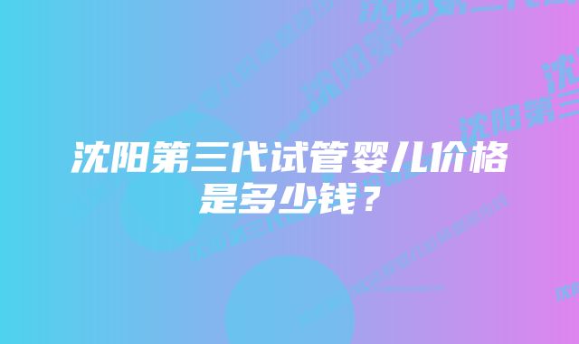 沈阳第三代试管婴儿价格是多少钱？