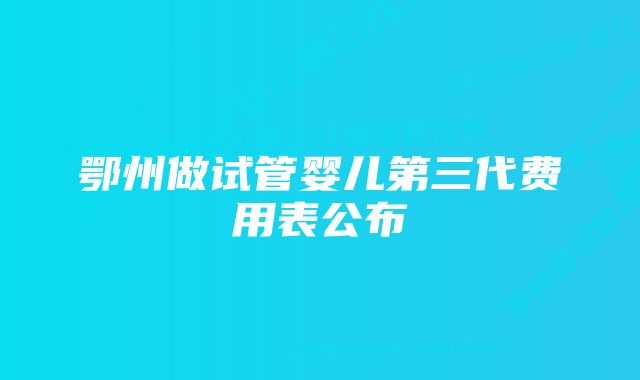 鄂州做试管婴儿第三代费用表公布