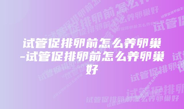 试管促排卵前怎么养卵巢-试管促排卵前怎么养卵巢好