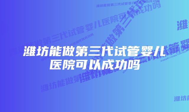 潍坊能做第三代试管婴儿医院可以成功吗