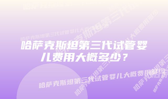 哈萨克斯坦第三代试管婴儿费用大概多少？