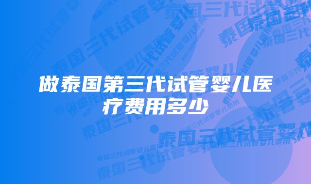 做泰国第三代试管婴儿医疗费用多少