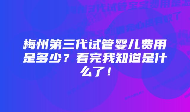 梅州第三代试管婴儿费用是多少？看完我知道是什么了！