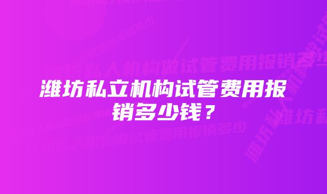 潍坊私立机构试管费用报销多少钱？