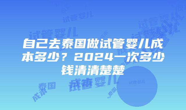 自己去泰国做试管婴儿成本多少？2024一次多少钱清清楚楚