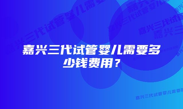 嘉兴三代试管婴儿需要多少钱费用？