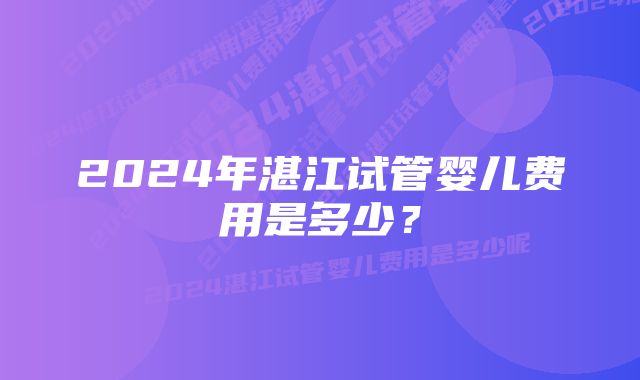 2024年湛江试管婴儿费用是多少？