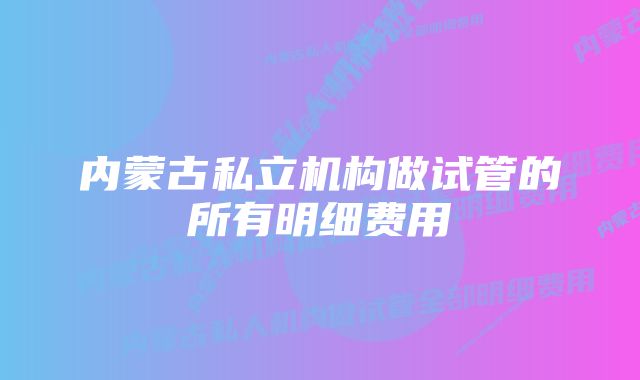 内蒙古私立机构做试管的所有明细费用