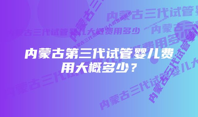 内蒙古第三代试管婴儿费用大概多少？