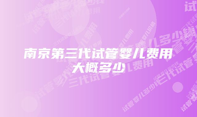 南京第三代试管婴儿费用大概多少