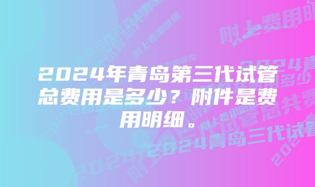 2024年青岛第三代试管总费用是多少？附件是费用明细。